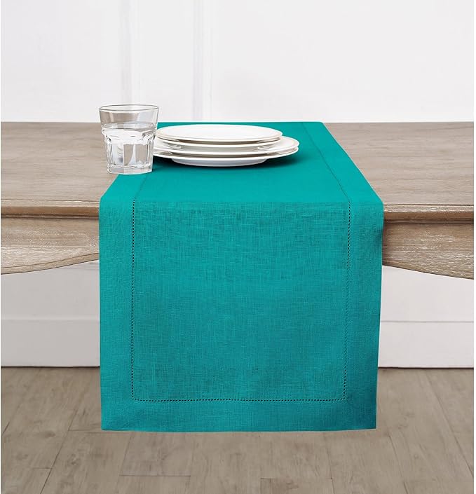 Solino Home Linen Hemstitch Table Runner 36 Inches by SolinoHome