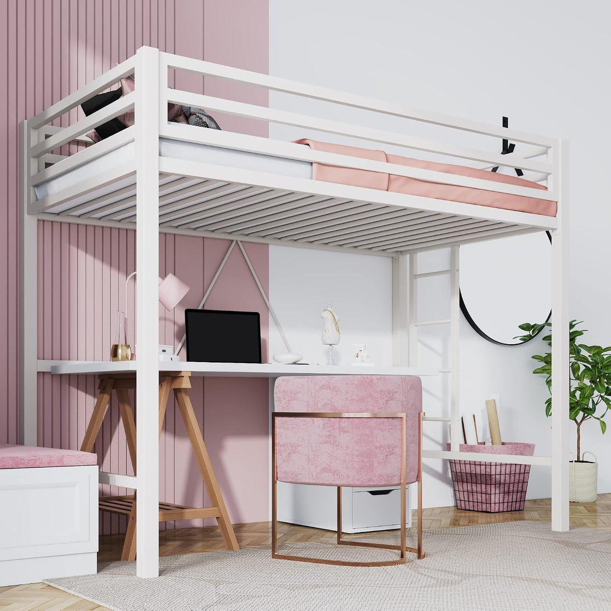 sha cerlin loft bed twin size with ladder, package contents