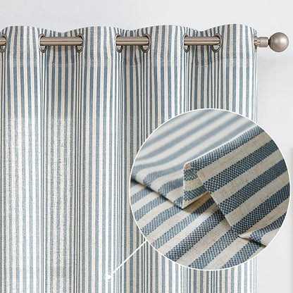 Vangao Linen Striped Curtains Boho Tickingstripe Light Filtering Window by Vangao