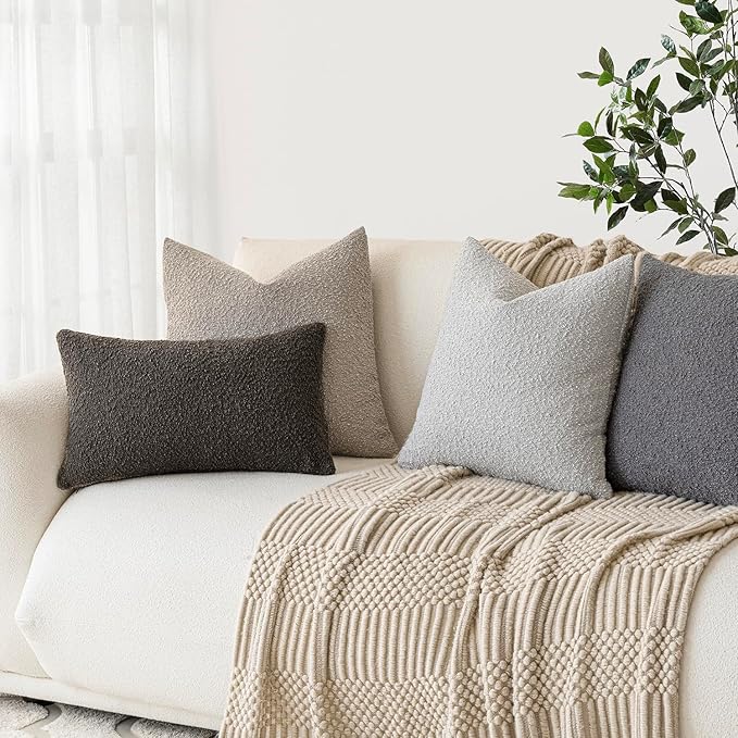 Foindtower Textured Boucle Throw Pillow Covers Accent Solid Lumbar Pillow Cases - Image 7