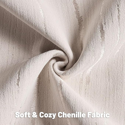 HAUSSY Beige Throw Pillow Covers 26x26 Inch Set of 2, Boho Embossed Striped - Image 3