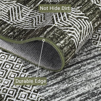 GarveeHome 2x6 Modern Bordered Runner Rug Soft Non Slip Runner Washable Non - Image 4