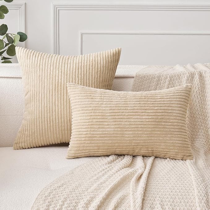 MIULEE Pack of 2 Corduroy Pillow Covers 12 x 20 Inch Lumbar Throw Pillow Covers - Image 4