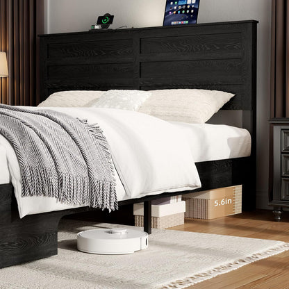 queen size wooden bed frame with headboard and, package contents