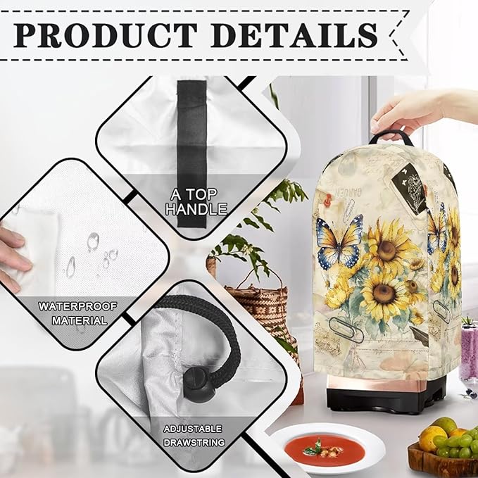 Sunflower Butterfly Print Blender Dust Cover - Image 5
