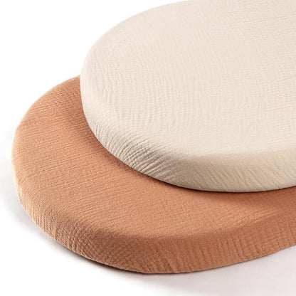 lulumoon Baby Muslin Bassinet Sheets: Cotton Bassinet Sheets Neutral by Lulumoon