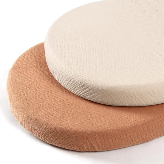 lulumoon Baby Muslin Bassinet Sheets: Cotton Bassinet Sheets Neutral by Lulumoon