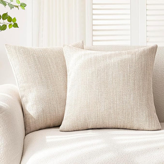 Foindtower Set of 2 Decorative Textured Burlap Linen Throw Pillow Covers by Foindtower