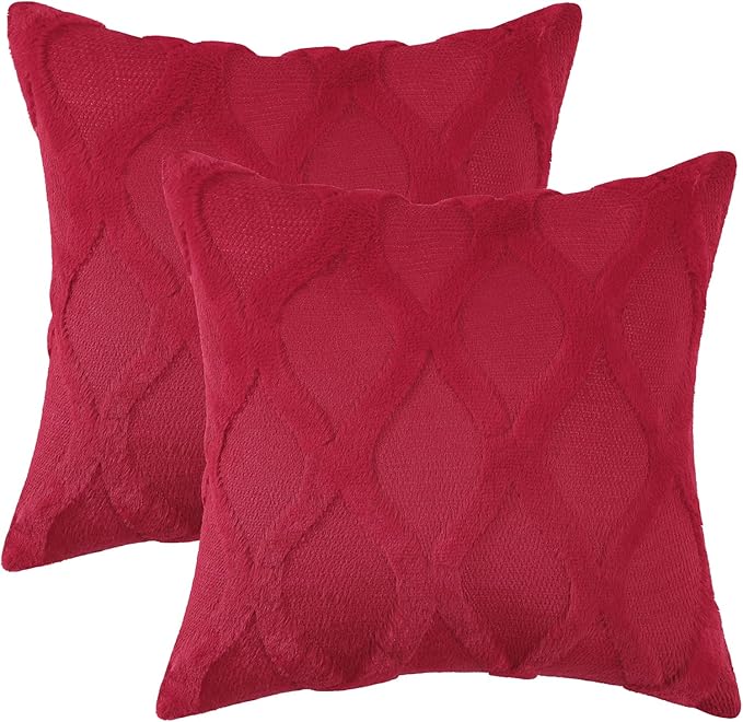 decorUhome Christmas Throw Pillow Covers 18x18 Inch Set of 2, Soft Plush Faux - Image 7