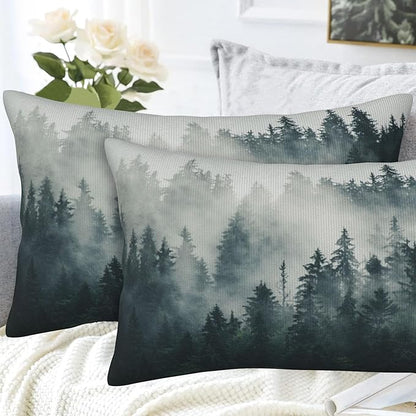 Misty Forest Throw Pillow Cover Case Foggy Forest Throw Pillows Set of 2 Super - Image 4
