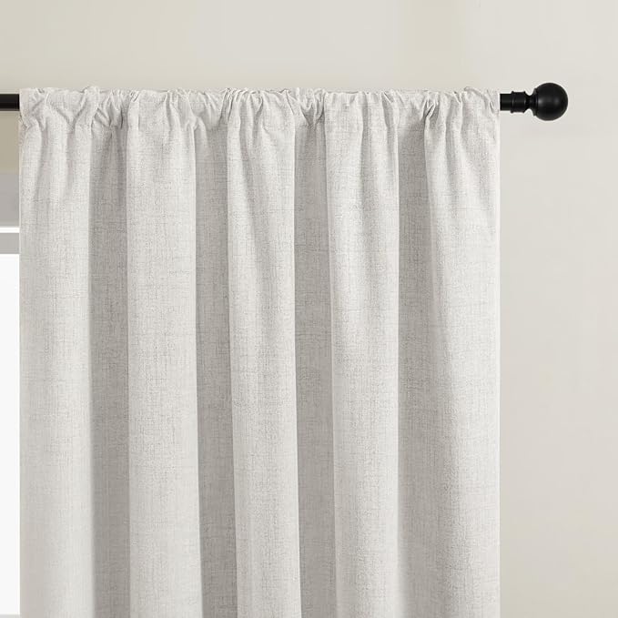 CUCRAF Linen 100% Blackout Curtains 72 Inch Length 2 Panels Set, Back Tab and - Image 8