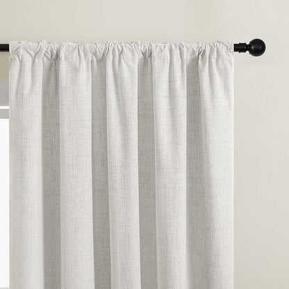CUCRAF Linen 100% Blackout Curtains 72 Inch Length 2 Panels Set, Back Tab and - Image 8