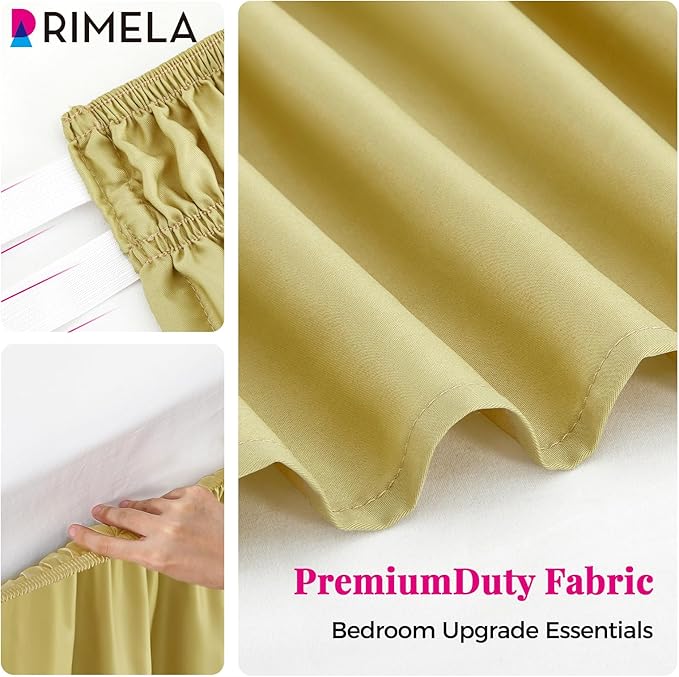 RIMELA Bed Skirt Queen Size Champagne Green 15 Inch Drop, Wrap Around Elastic - Image 5