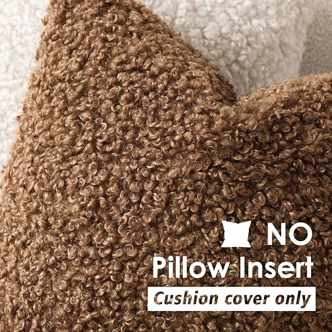 Foindtower 2 Pieces 26x26 Inch Dark Bronze, Faux Fur Throw Pillow Cover Accent - Image 3