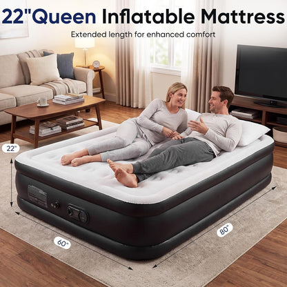 sweetcrispy weight capacity 660 lbs air bed, double, front angle view