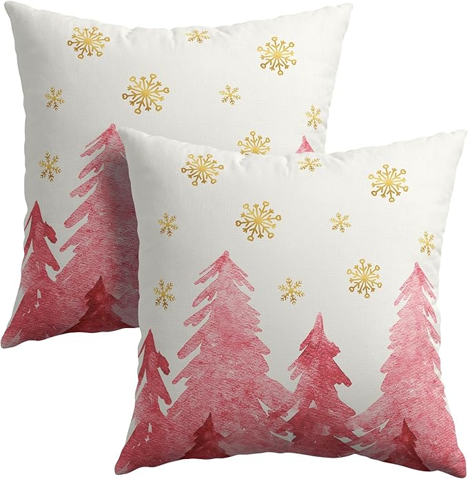 Christmas Tree Throw Pillow 22x22 Inch Set of 2 Cover Winter Christmas by Granbey