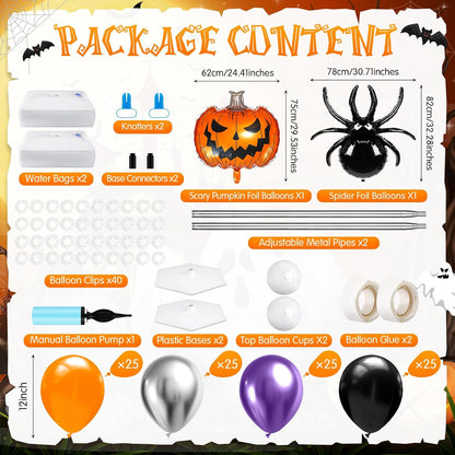 Kasyat 2 Sets Halloween Balloon Column Stand Kit with Pumpkin Spider
