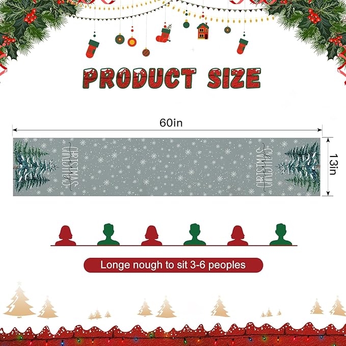 OTOSTAR Christmas Tree Snowflakes Merry Christmas Table Runner, Xmas Seasonal - Image 5