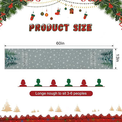 OTOSTAR Christmas Tree Snowflakes Merry Christmas Table Runner, Xmas Seasonal - Image 5