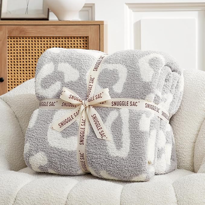 Snuggle Sac Leopard Queen Size Grey Microfiber Fluffy Warm Cozy Fuzzy Soft - Image 4