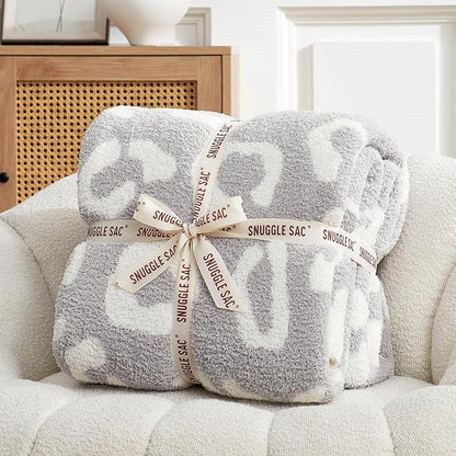 Snuggle Sac Leopard Queen Size Grey Microfiber Fluffy Warm Cozy Fuzzy Soft - Image 4