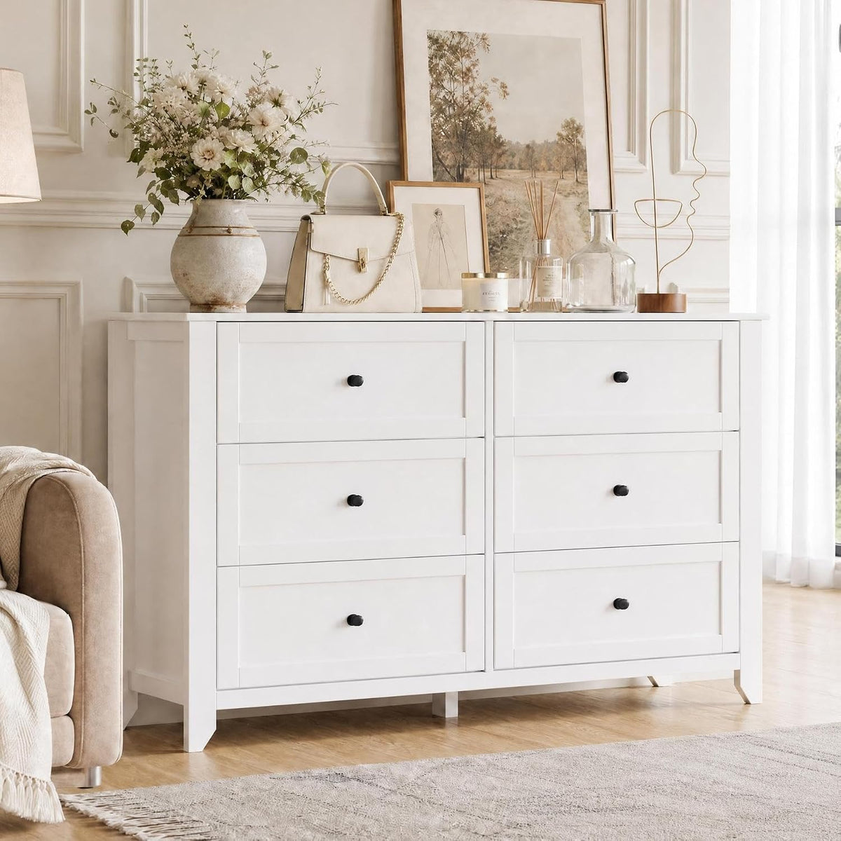 garveehome white 6 drawer dresser for bedroom, main product view