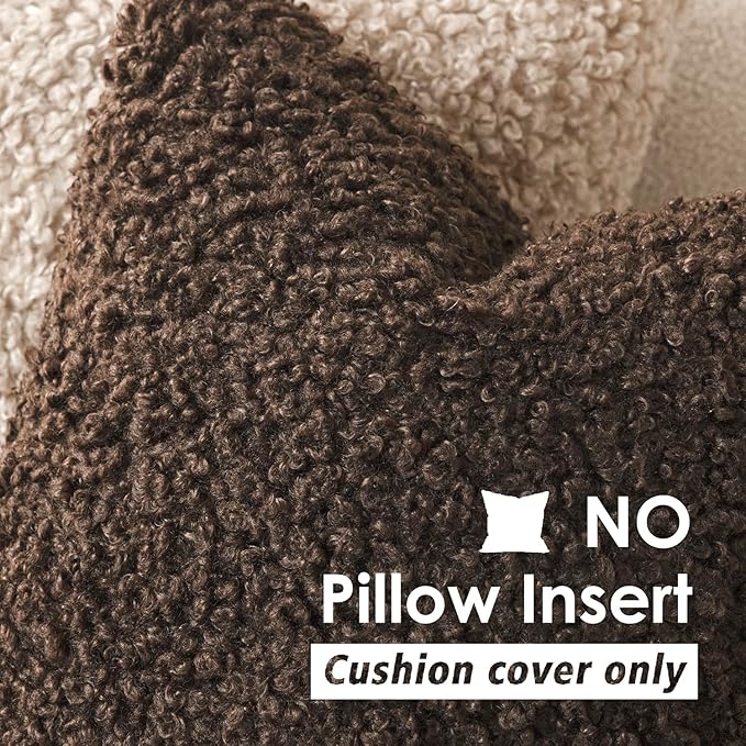 Foindtower 2 Pieces 18x18 Inch Dark Brown, Faux Fur Throw Pillow Cover Accent - Image 3