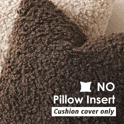 Foindtower 2 Pieces 18x18 Inch Dark Brown, Faux Fur Throw Pillow Cover Accent - Image 3