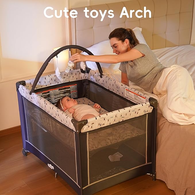 Pamo Babe Pack and Play with Bassinet, Portable Playard - Image 8