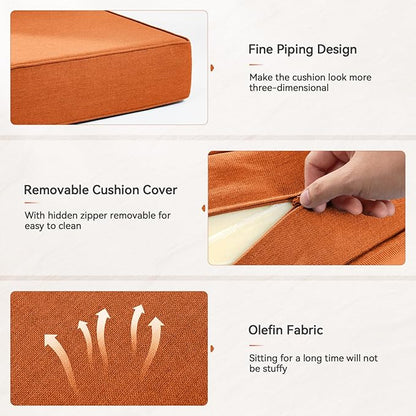 6" Thick Outdoor Cushions 24x24x6, 2-Set Deep Seat Patio Cushions - Image 3