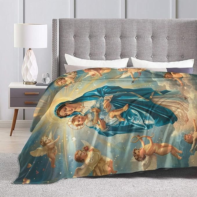 Virgin Mary Blanket Our Lady of Guadalupe Throw Blanket Flannel Stuff Merch - Image 4