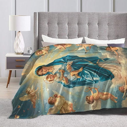 Virgin Mary Blanket Our Lady of Guadalupe Throw Blanket Flannel Stuff Merch - Image 4