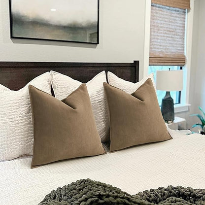 ZWJD Brown Pillow Covers 18x18 Set of 2 Chenille Throw Pillow Covers - Image 6