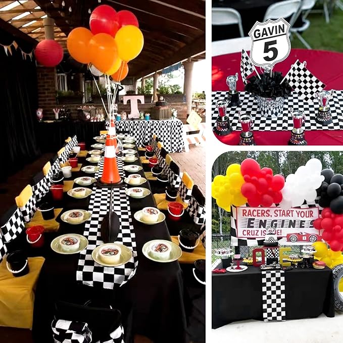 10 Pack Checkered Table Runner Polyester Table Decor Classic Black and White - Image 6