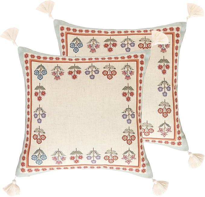 Blue Throw Pillow Covers Set of 2, Cottage Rustic Farmhouse by bilingaier