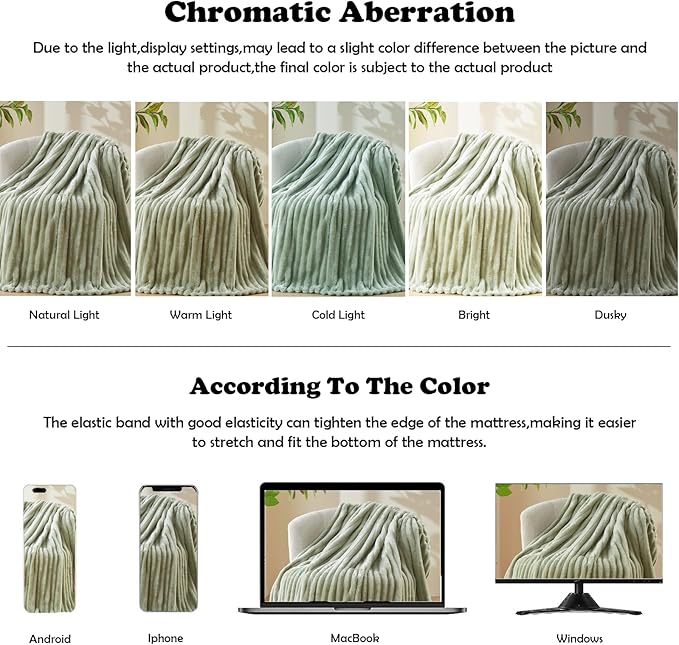 NEWCOSPLAY Super Soft Queen Blanket Sage Green Premium Silky Flannel Fleece 3D - Image 6