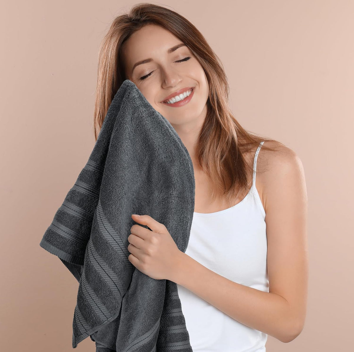 utopia towels 4 pack xl bath towels, 30x60, front angle view