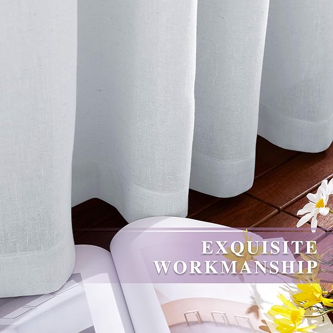 NICETOWN Linen Sheer Mist Grey Curtains - Image 6
