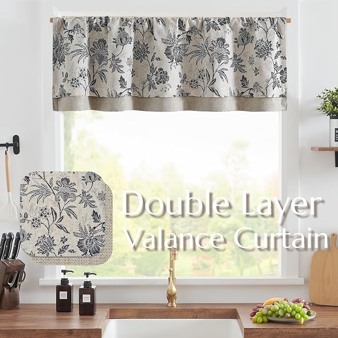 jinchan Linen Valance Curtain Window Treatment - Image 2