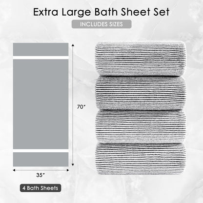 4 piece bath towel set 35"x70"oversized bath towel on a desk or shelf