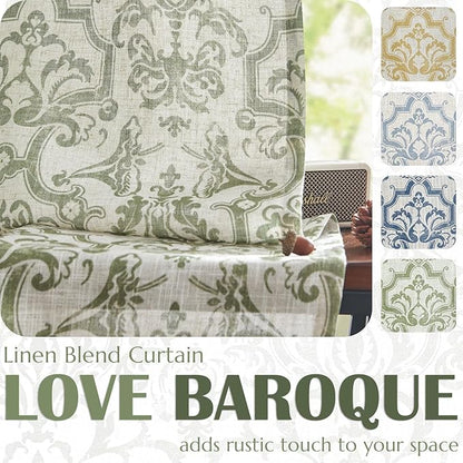 jinchan Linen Valance Curtain for Kitchen Vintage Damask Floral Blackout - Image 4