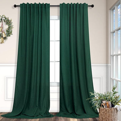 Dark Green Curtains 84 Inch Length by Pitalk