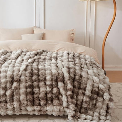 COOVA Faux Fur Throw Blanket for Couch, Cozy Soft and Fuzzy Plush Rabbit Fur - Image 2