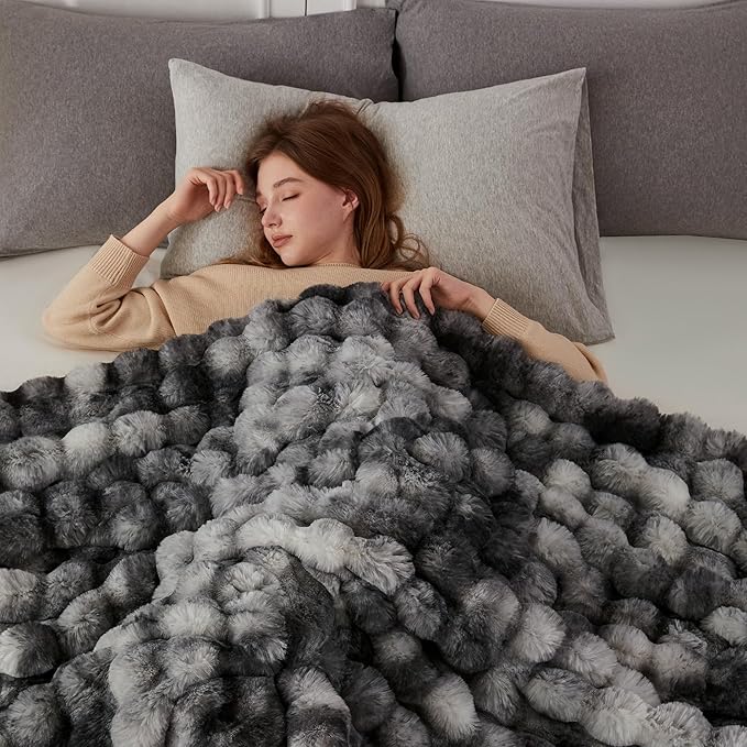 COOVA Faux Fur Throw Blanket for Couch, Cozy Soft and Fuzzy Plush Rabbit Fur - Image 4