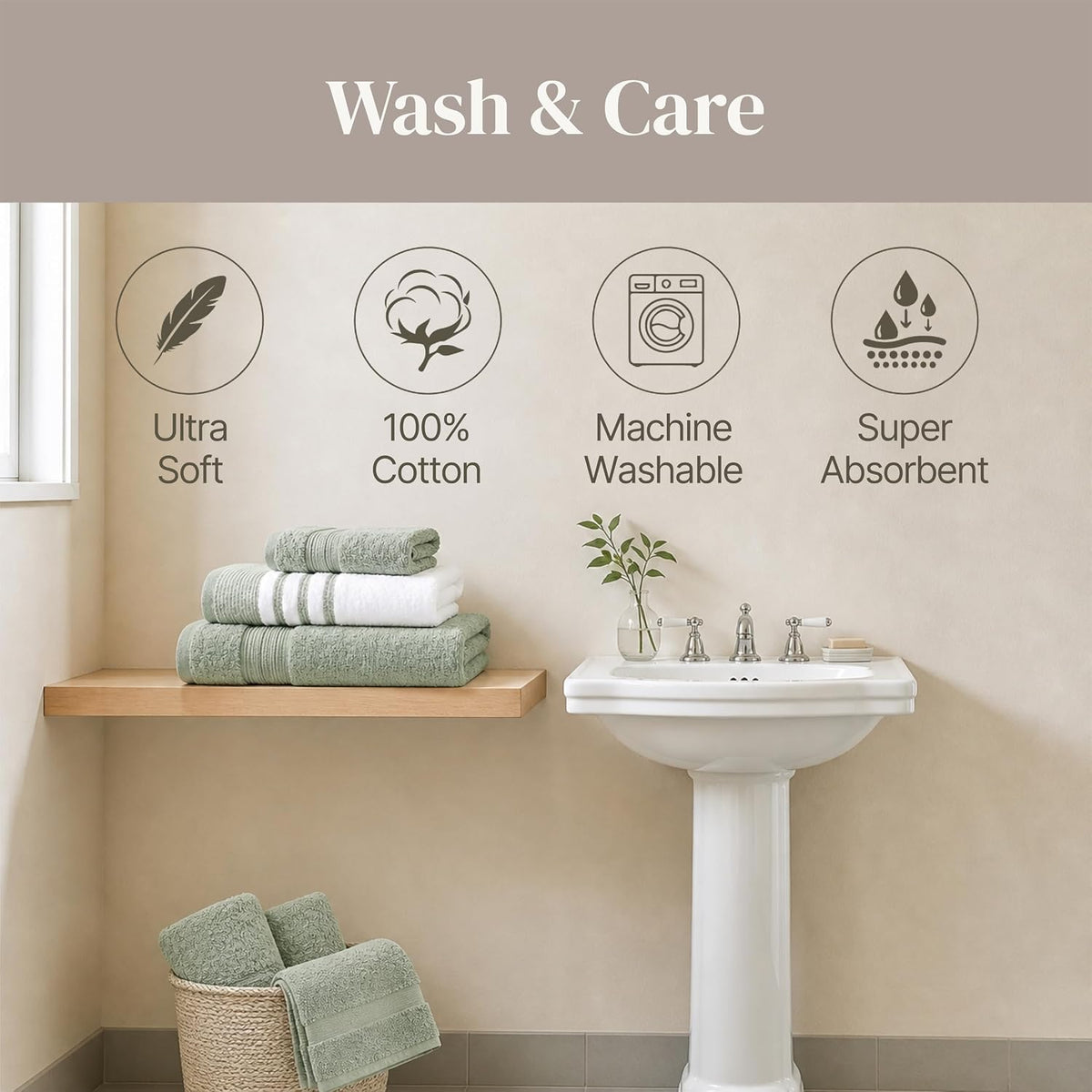 modern threads 6 piece bath towel set – on a desk or shelf
