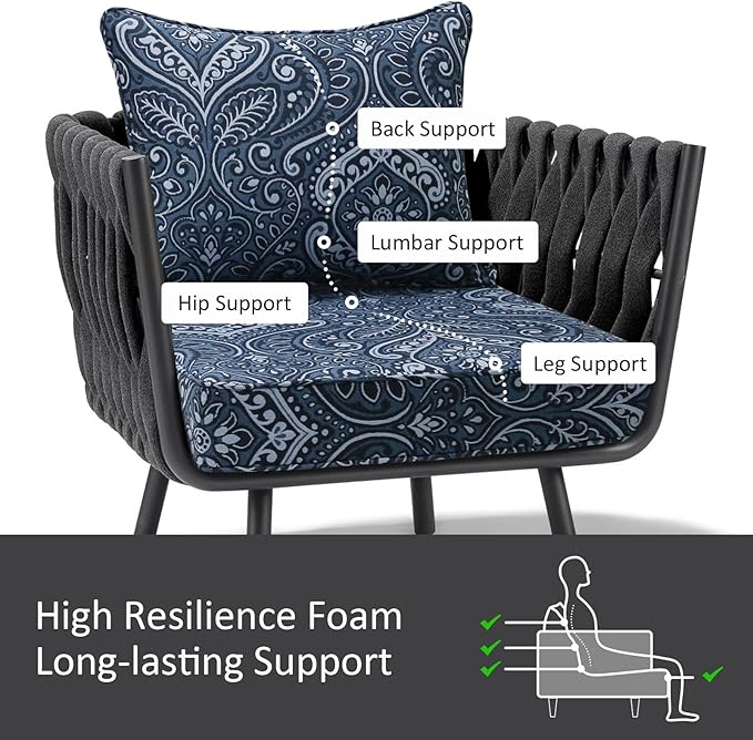Outdoor Patio Chair Cushions Set, Water-Repellent, Fade Resistant, Deep Seat - Image 3