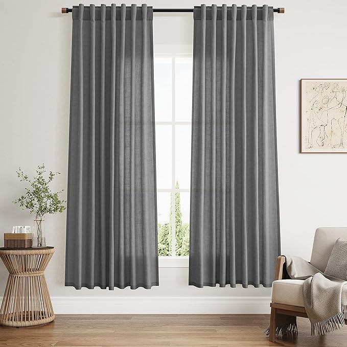 Blazer Grey Linen Curtains 72 Inch Long by Nanspring