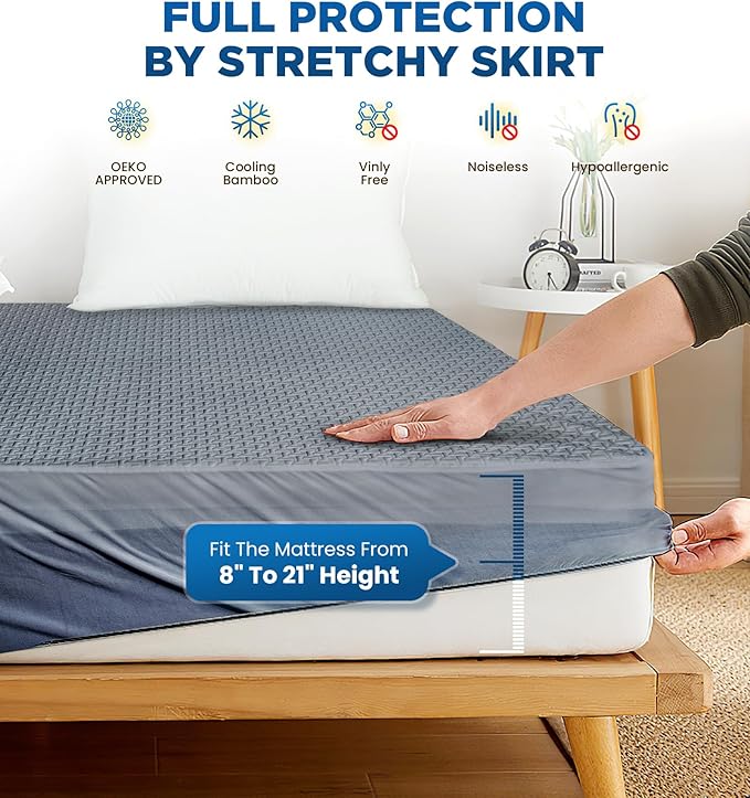 Premium 100% Waterproof Twin Mattress Protector, Breathable Cooling 3D Air - Image 4