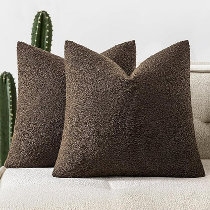 Woaboy Pack of 2 18x18 Inch Decorative Boucle Throw Pillow Covers Textured by Woaboy