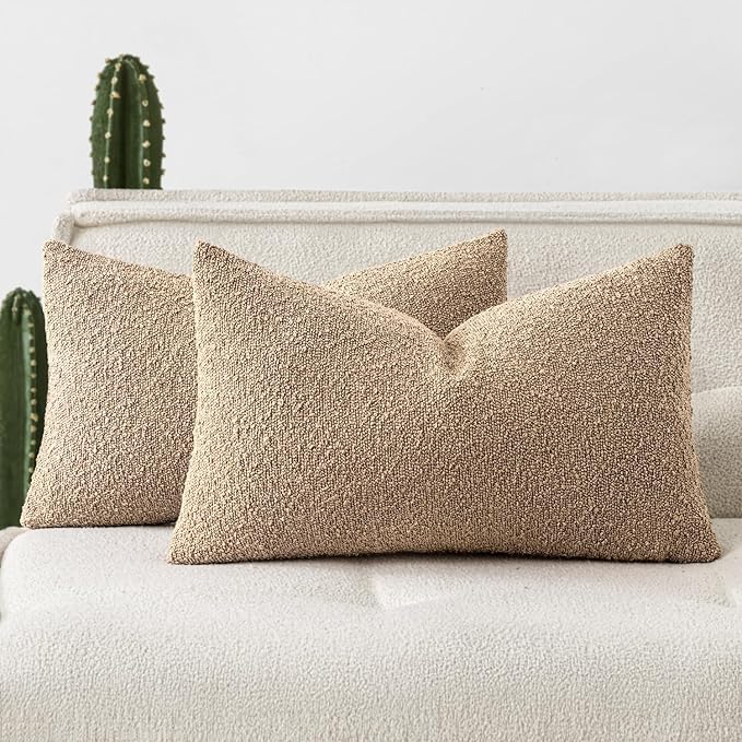Woaboy Pack of 2 12x20 Inch Decorative Boucle Throw Pillow Covers Textured by Woaboy